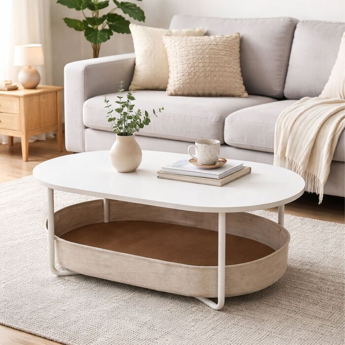 Столик журнальний Relaxdays овальної форми з місцем для зберігання