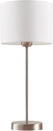 Настільна лампа Lindby з абажуром з тканини, біла. Ідеально для спальні, цоколь E27, 60W.