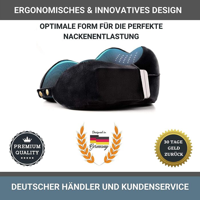 AIRTH® Преміум подушка для шиї у подорожах з memory foam - ергономічна підтримка шиї з знімним чохлом для максимального комфорту та розслаблення | Чорний, 2023