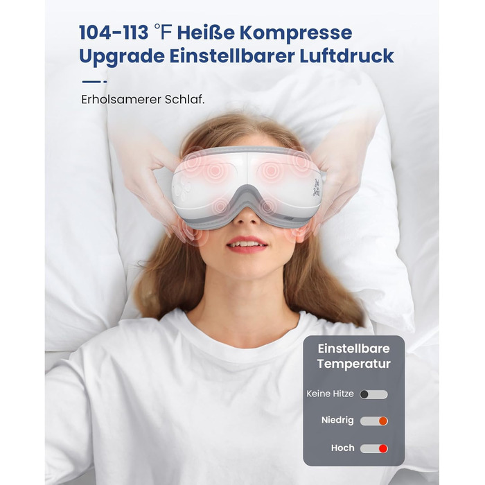 Масажер для очей Bob and Brad EyeOasis 2 з підігрівом, музикою та компресією. Електрична маска для очей для зняття темних кіл та сухості очей. Подарунок для чоловіків та жінок. Білий