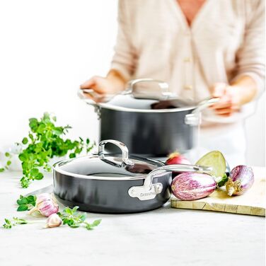 Сковорода GreenPan Barcelona з керамічним антипригарним покриттям, 30 см, 4.8 л з кришкою, чорна