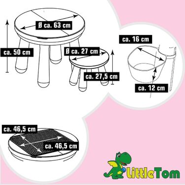 Набір дитячих ігрових столів LittleTom 3-в-1 - сумісний з Lego Duplo від 1 року - Рожевий круглий