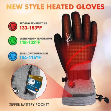 Обогреваемые перчатки для мужчин и женщин с поддержкой сенсорного экрана, водонепроницаемые, USB-C, электрические, перезаряжаемые, для работы на улице (TG02, XL)