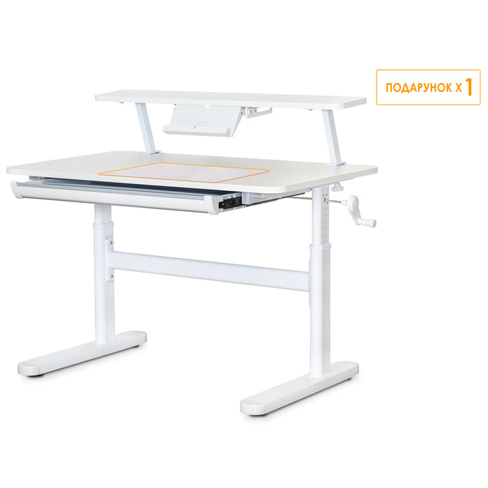 Дитячий стіл Evo-Kids TH-210 з полицею S50 XL White (арт.TH-210 W + BD-S50 XL)