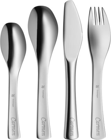 Набір дитячого столового прибору Janosch від WMF (4 шт.), нержавіюча сталь, для дітей від 3 років, Cromargan, придатний для миття в посудомийній машині, без гравіювання