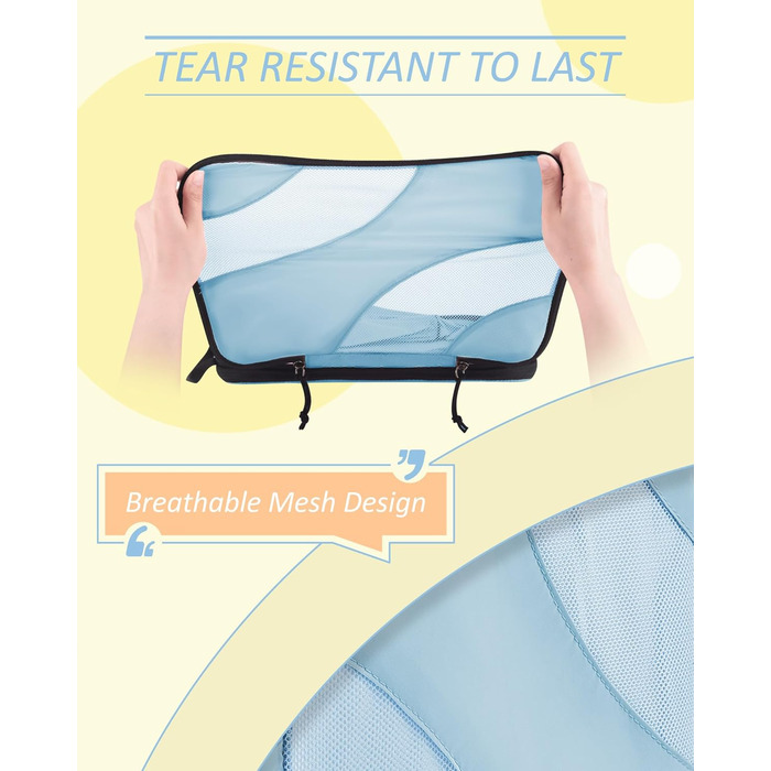 Набір компресійних органайзерів для подорожей BAGSMART для валізи та ручної поклажі, 6 шт, Rose (Baby Blue)