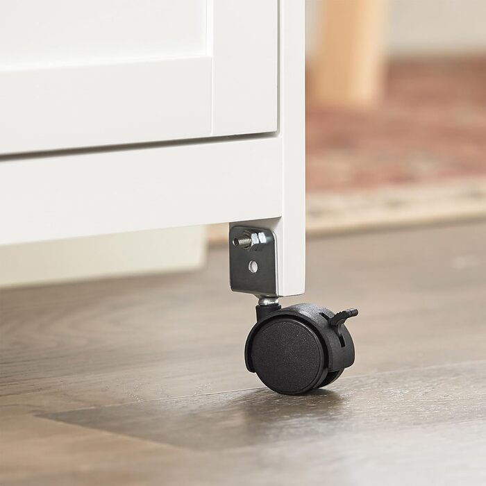 Сервісний візок SoBuy з колесами – кухонний візок з 2 знімними полицями та підносом – візок для кухні, вітальні, їдальні – 68x85x38 см, до 50 кг, MDF, FKW79-SCH (Білий)