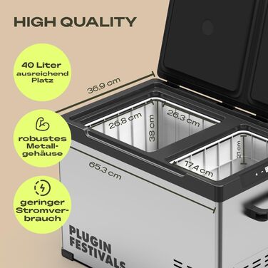 Електричний автомобільний та кемпінговий холодильник DUAL Ice Cube 38л з компресором, двокамерний, -20°C, з керуванням через додаток