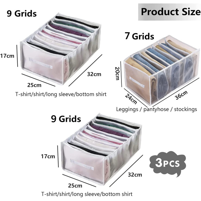 Ящик для зберігання футболок Faffooz 2 шт., органайзер для ящиків, складаний сітчастий ящик для зберігання, ящик для зберігання футболок з 12 сітками, для зберігання футболок, бюстгальтерів, шкарпеток (білий-799)
