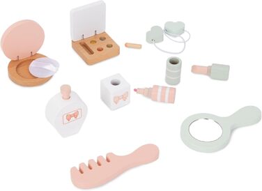 Детський туалетний столик Mamabrum XXL з дерева з пуфом та LED-дзеркалом – для дівчаток від 3 років, з ящиком та аксесуарами для краси, ігровий набір та письмовий стіл (MAM74 MY DRESSER)