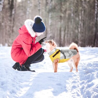 Зимове пальто для собак Olueidy, одяг для домашніх тварин водонепроникна куртка для цуценят теплий одяг для домашніх тварин для собак вітрозахисний одяг для собак світловідбиваючий костюм для кішок для маленьких середніх собак рожевого (XL, білого і жовто