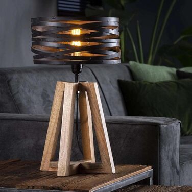 Дизайнерська настільна лампа в індустріальному стилі Jamie Вінтажна дерев'яна лампа для вітальні / тумбочка Вінтажний заміський будинок Промислова ретро-вітальня / стімпанк Промислова настільна лампа