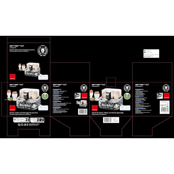 Електричний яйцеварка Roberto Geissini з голосом Carmen Geiss | EMERIO | Limited Edition | 3 ступені готовності