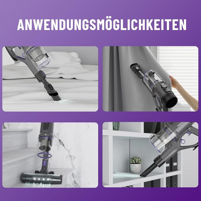 Бездротовий пилосос Noaton Akku 50000 Pa з LED-дисплеєм та HEPA-фільтром, для твердих поверхонь, килимів та шерсті тварин (AVC600)