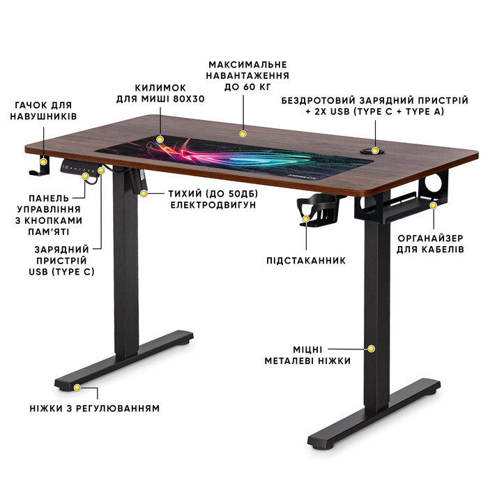Дитячий стіл Mealux Ergowood M Multicolor TG (арт. BD-800 TG/MC)