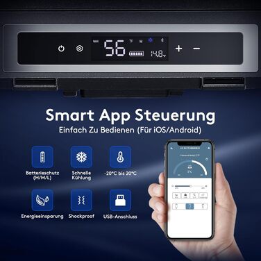 Автомобільний компресорний холодильник AAOBOSI 58L (-20°C/+20°C) з USB, 12/24V/230V для авто, вантажівок, човнів, кемпінгу та риболовлі, чорний