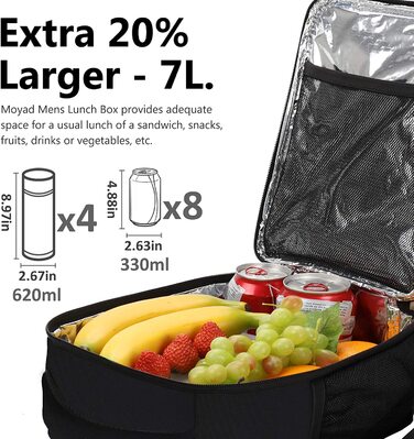 Бізнес-сумка-холодильник Moyad Сумка-ланч герметична для роботи бізнес-ланч-бокс з регульованим ремінцем для перенесення 5,5 л
