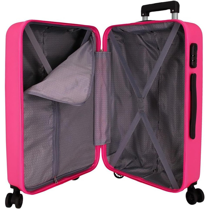 Чохол-валіза Roll Road Flex з ABS-пластику, кодований замок, 4 колеса, ручна поклажа, практичний інтер'єр, набір 2 шт., рожевий