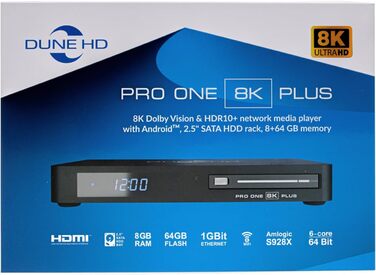 Медіаплеєр 8K UHD Андроїд ТВ Бокс HDMI, BT, WiFi6, USB 3.0, стійка для жорсткого диска, 8K Plus