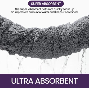 Килимок для ванної кімнати DEXI 61 x 110 см, сірий - м'який, неслизький, машинне прання