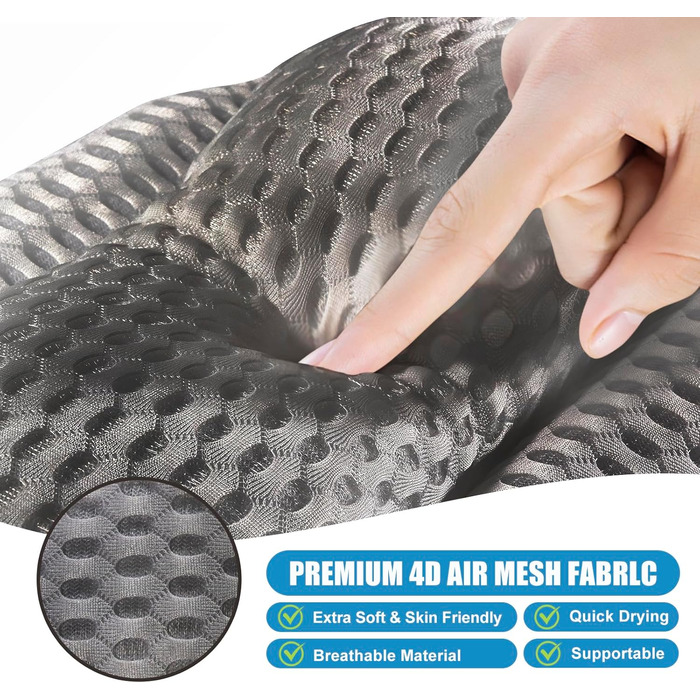 Подушка для ванни з піни memory foam, антиковзка, для шиї та спини, 4D вентиляція, 6 присосок, сіро-метеликовий колір