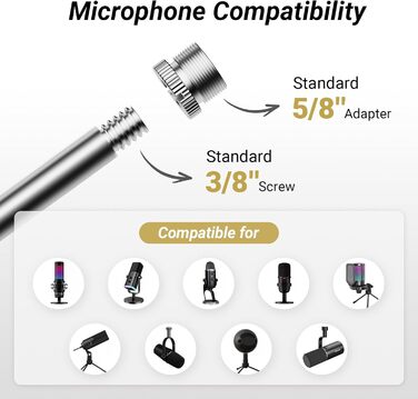 Мікрофонна стійка TONOR T40LP низькопрофільна, регульована, для геймінгу, подкастів, запису, 74 см, чорна