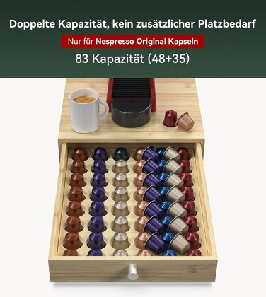 Організатор для капсул Nespresso та Lavazza, бамбук, на 48 капсул. Підставка під кавомашину