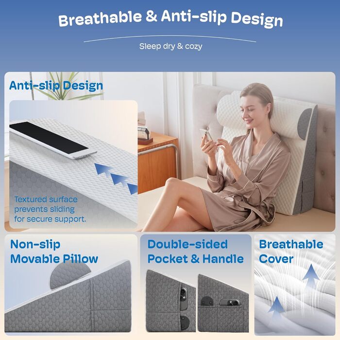 Набір з 4 подушок-валиків ортопедичних з Memory Foam для спини, для сну після операції, з підголовником (7,5 см)