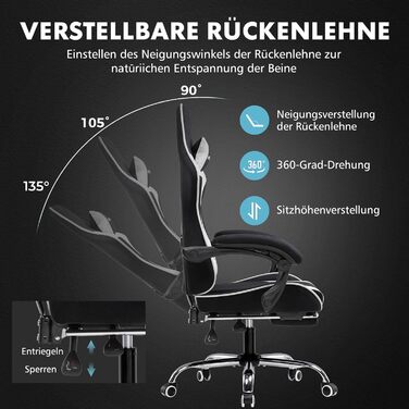 Ігровий крісло GTPLAYER з підніжкою та масажем, білий, тканинний