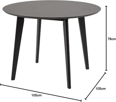 Стіл обідній Roxanne Runder від AC Design Furniture, діаметр 105 см, висота 76 см, чорний, для 4 осіб. Сучасний стиль ретро для їдальні