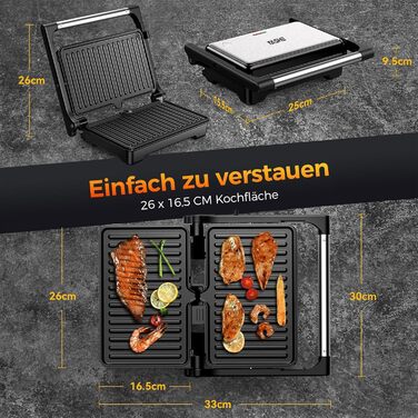 Sandwichmaker YASHE 1500W з антипригарним покриттям XXL, автоматичне регулювання температури, для 2 тостів