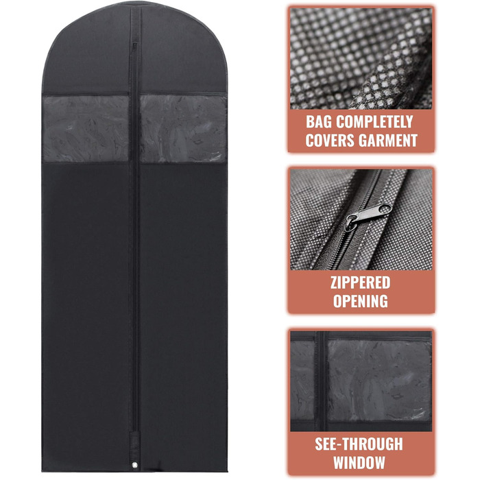 Чохли для одягу на вішалці – 6 шт. (60 x 24 см) для зберігання та подорожей, піджаки, сорочки, пальто, сукні