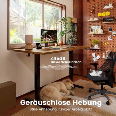 Електричний регульований стіл ErGear 160x80 см з 4-ма пам'ятними настройками, з'єднувальною пластиною, для дому та офісу, вінтажний колір дерева