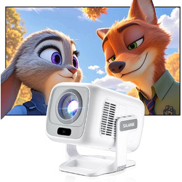 Міні проєктор Salange 4K з Wi-Fi 6, Bluetooth 5.2 та Android 11.0 для дому, смарт-проєктор з обертанням 180°, сумісний з телефоном/Xbox/ноутбуком/TV Stick/USB, білий (Sala260max)