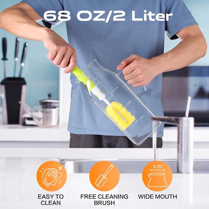 Скляна карафа Aofmee 2 літри з кришкою: для води, соку, айс-ті