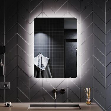 Дзеркало для ванної кімнати SONNI з підсвічуванням 80x60 см, IP44, холодне біле світло