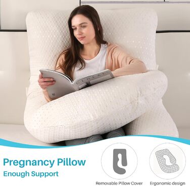 Подушка для вагітних GKXLH - J-подібна подушка для підтримки спини, живота та стегон, для комфортного сну, знімний чохол