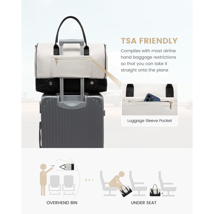 Сумка-мішок LOVEVOOK для жінок: дорожня, спортивна, з відділенням для взуття та мокрих речей, 2 шт. у наборі, 35л, бежевий & хакі