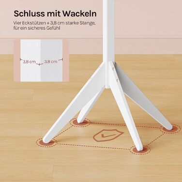 Вільхува Kleiderständer - дерев'яний вішак для одягу з 8 гачками, 180 см (білий)
