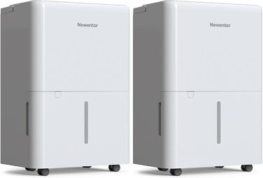 Електричний осушувач повітря Newentor 12L для підвалу та приміщень 25м², тиха робота 35dB, шланг для зливу 1м, фільтр, таймер, 10 років гарантії, 2*12L/день