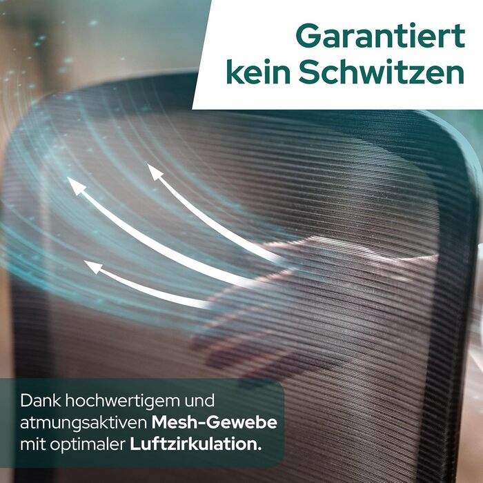 Ергономічне крісло Schekka® для офісу - переможець тестів. Індивідуальне регулювання, підтримка попереку, 3D підлокітники, дихаюча сітка. Макс. вага 150 кг, чорний колір, без підголівника.