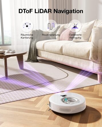 Робот-пилосос OKP L7G 3-в-1 з функцією миття підлоги, LiDAR-навігація, 6000Pa, 150 хв роботи, WiFi, Alexa, для тварин, килимів, твердих підлог, сірий