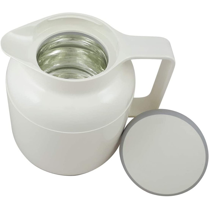 Термос Helios Wash Pro Thermoskanne Weiß 1L: 6 годин тепла, 1000 мл, білий, для напоїв, з широким горлом, миється в посудомийній машині, міцний пластик