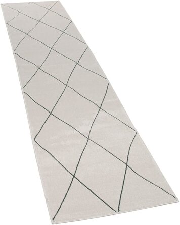 Домашній килим Paco з коротким ворсом для передпокою, спальні, Сучасний скандинавський ромбовидний візерунок, розмір колір (60x100 см, білий 3)