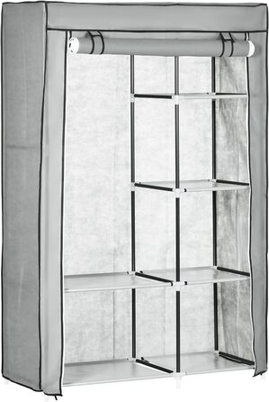 Шафа-купе тканинна з штангою для одягу, 6 відділень, складна шафа в флізеліновій сумі, розкладна шафа для спальні, передпокою, сіра, 103 x 43 x 162,5 см