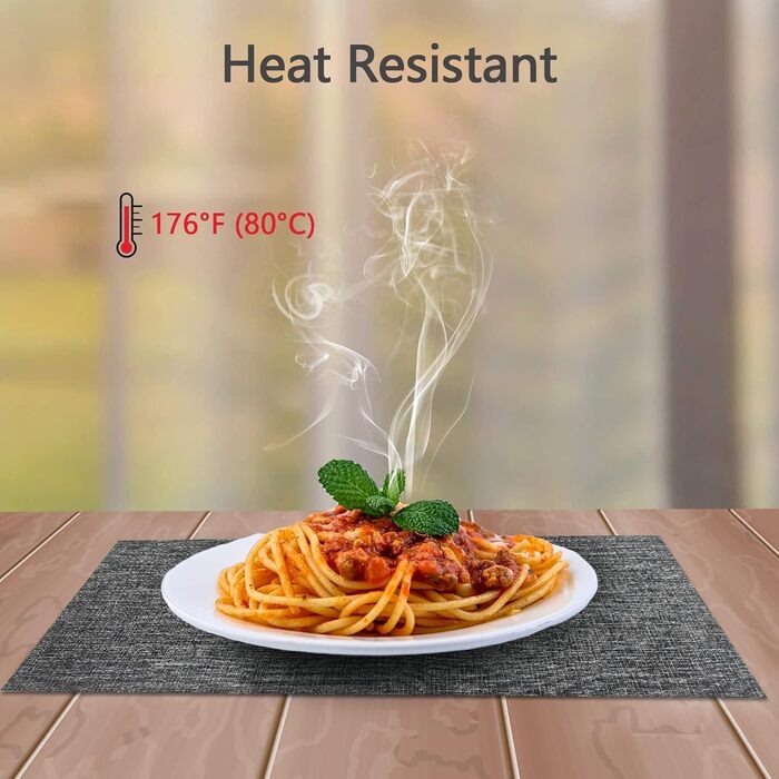 Набори скатертин DACHUI, 8 шт., ткані, з ефектом льону, водонепроникні, термостійкі, миються, довговічні (димно-сірий, темно-сірий)