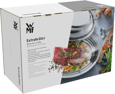 Братер WMF з кришкою, 8,5л, для індукції, Cromargan нержавіюча сталь, з термометром, 41x28,5x18см