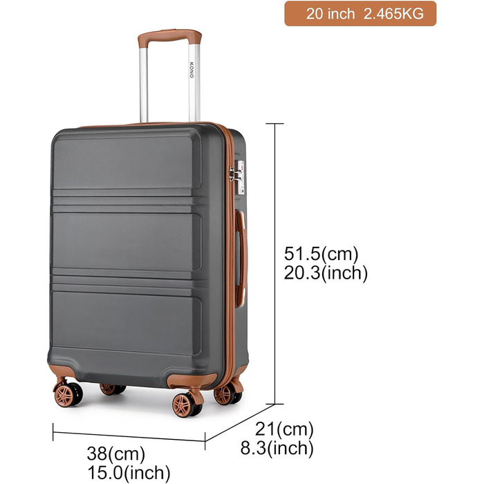 Набір валіз KONO 4 в 1: велика валіза, ручна валіза 55 см, косметичка, сумка для подорожей (кремово-білий)