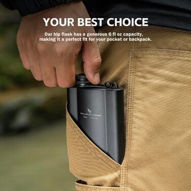 Фляга з титану iBasingo 180мл - Ultraleichter Flachmann для напоїв, Whiskey, Wodka, Weinflasche, Ti3071D (Ti3072d-180ml)