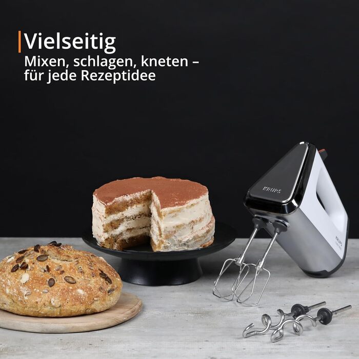 Міксер ручний Krups 3Mix 9000, 750 Вт, білий - з насадками для збивання та тіста
